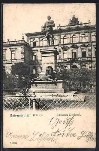 AK Kaiserslautern /Pfalz, Am Bismarck-Denkmal