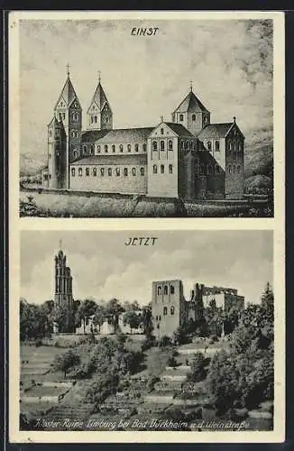 AK Bad Dürkheim, Klosterruine Limburg einst und jetzt