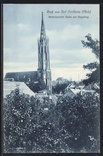 AK Bad Dürkheim /Pfalz, Protestantische Kirche u. Umgebung