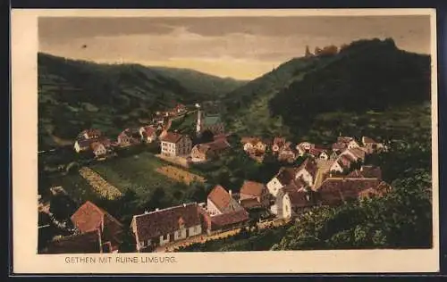 AK Grethen / Bad Dürkheim, Teilansicht mit Ruine Limburg