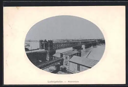 AK Ludwigshafen / Rhein, Ansicht der Rheinbrücke im Passepartout