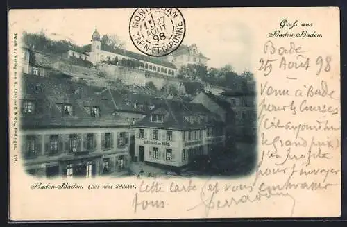 AK Baden-Baden, Neues Schloss mit Gasthaus zur Rose