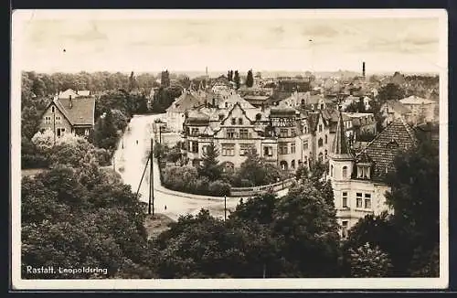 AK Rastatt, Strasse Leopoldsring mit Bäumen