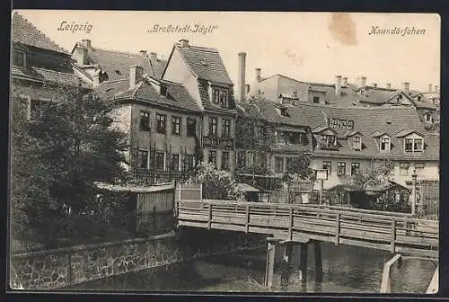 AK Leipzig, Naundörfchen mit Brücke