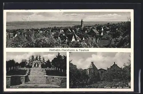 AK Hofheim-Marxheim a. Taunus, Ehrenmal und Kloster zum guten Hafen
