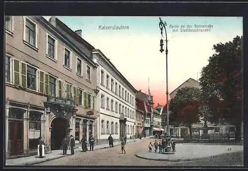 AK Kaiserslautern, Partie an der Steinstrasse mit Stadthausbrunnen