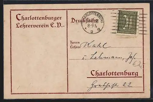 AK Berlin-Charlottenburg, Charlottenburger Lehrerverein e. V.