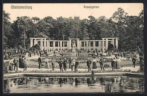 AK Berlin-Tiergarten, Rosengarten mit Statue