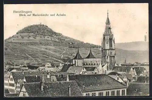 AK Reutlingen, Blick auf Marienkirche und Achalm