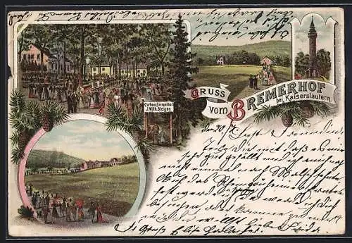 Lithographie Kaiserslautern, Gasthaus Bremerhof von J. Wilh. Steiger