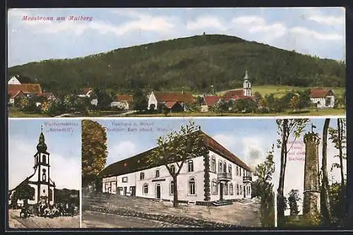 AK Moosbronn am Malberg, Gasthaus zum Strauss, Wallfahrtskirche Maria-Hill, Teilansicht