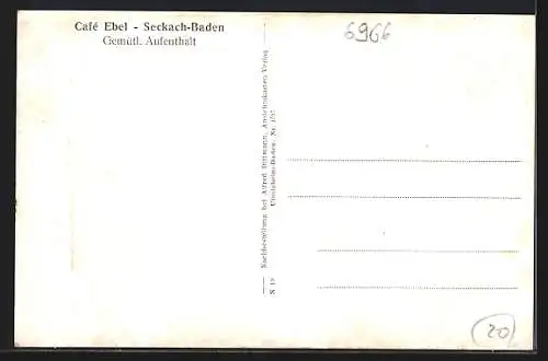 AK Seckach-Baden, Cafe Ebel, Innenansicht, Kirche