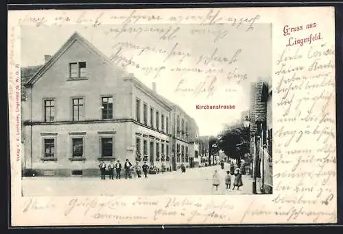 AK Lingenfeld, Kirchenstrasse mit Bäckerei und Gasthaus Lamm & M. Rembor