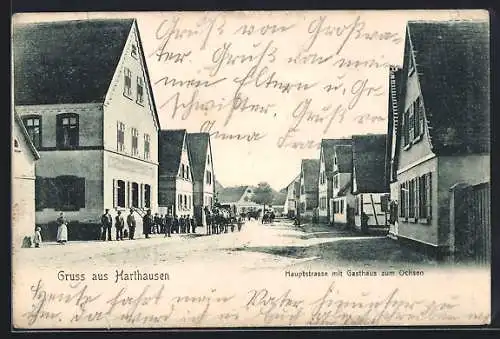 AK Harthausen / Pfalz, Hauptstrasse mit Gasthaus zum Ochsen