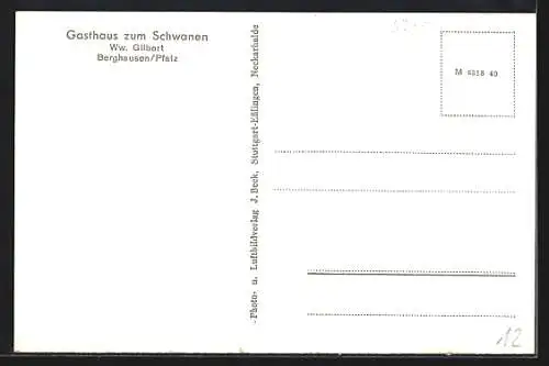AK Berghausen / Pfalz, Gasthaus Zum Schwanen, Strassenpartie mit Kirche