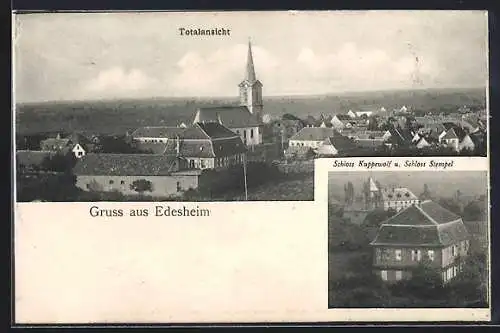 AK Edesheim / Pfalz, Totalansicht, Schloss Kuppewolf und Schloss Stempel