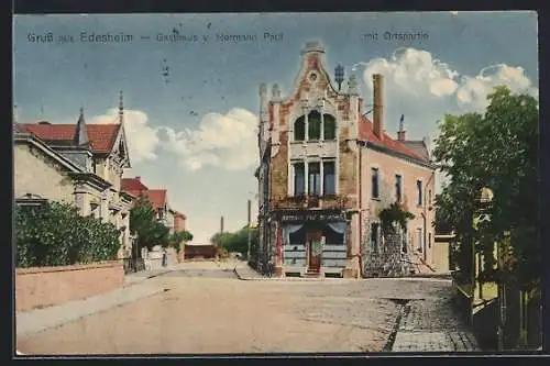 AK Edesheim / Pfalz, Strassenpartie am Gasthaus von Hermann Paul