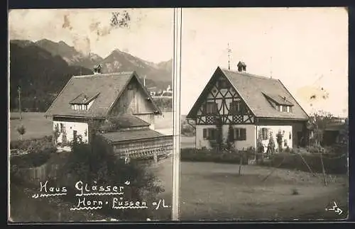 AK Horn-Füssen a. L., Hotel Haus Glässer, Seitenansicht