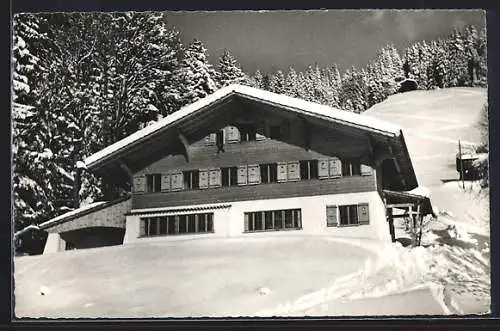 AK Beatenberg, Das Naturfreundehaus des TVN Thun im Schnee