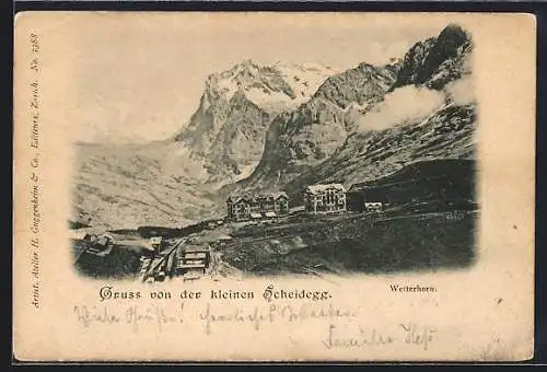 AK Kleine Scheidegg, Ortsansicht mit Wetterhorn