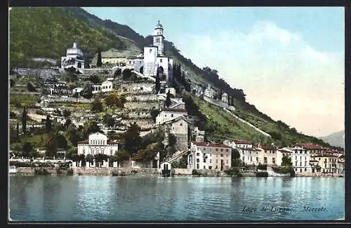 AK Morcote /Lago di Lugano, Ortsansicht mit der Kirche