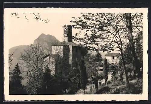 AK Castagnola-Lugano, Kirche mit Blick auf den Salvatore