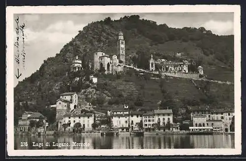 AK Morcote /Lago di Lugano, Ortsansicht vom Wasser aus