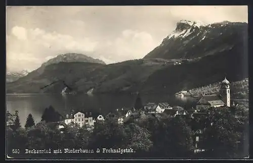 AK Beckenried, Ortsansicht mit Niederbauen und Frohnalpstock