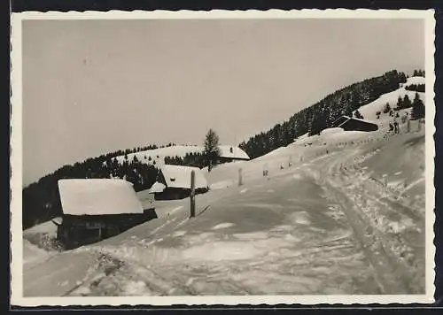 AK Billens sur Les Avants, eingeschneite Chalets