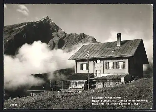 AK Obertschappina am Heinzenberg, St. Galler Ferienkolonie, Blick zum Piz Beverin