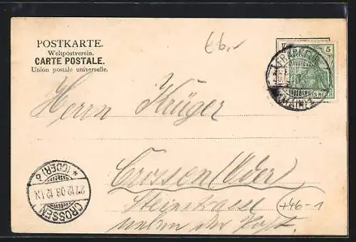 AK Frankfurt a. M., Partie an der Hauptwache mit Strassenbahn