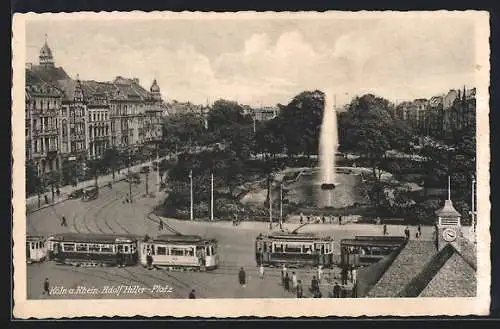 AK Köln-Neustadt, Platz mit Strassenbahnen