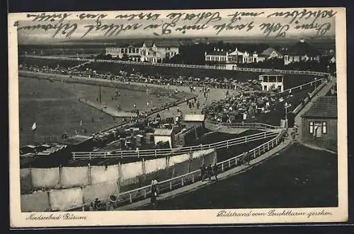 AK Büsum, Nordseebad, Südstrand vom Leuchtturm gesehen