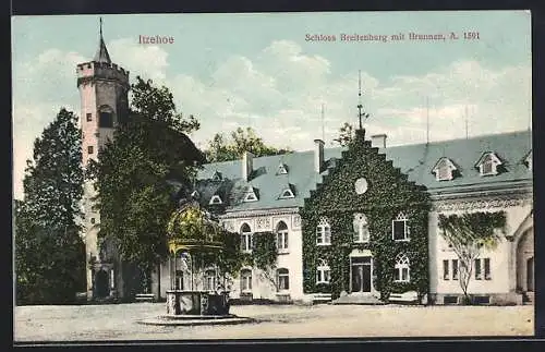 AK Itzehoe, Schloss Breitenburg mit Brunnen
