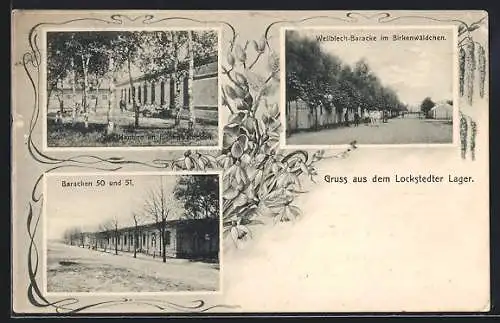 AK Lockstedter Lager, Wellblech-Baracke im Birkenwäldchen, Baracken 50 und 51, Kantine im Birkenwäldchen