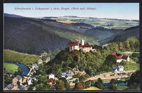 AK Scharfenstein / Zschopautal, Blick auf das Schloss