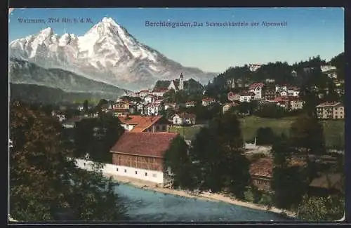 AK Berchtesgaden /Alpen, Teilansicht mit Watzmann