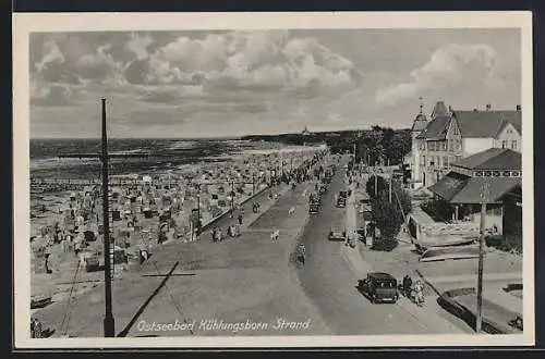 AK Kühlungsborn, Ostseebad, Strand mit Strassenpartie