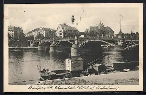 AK Frankfurt / Main, Obermainbrücke mit Blick auf Sachsenhausen