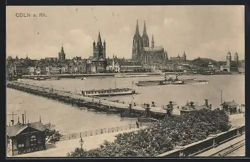 AK Köln, Blick über den Rhein auf Stadt mit Dom