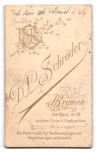 Fotografie D. L. Schröder, Bremen, Am Wall 28, Marie und ihre Tochter Berta