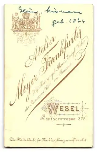 Fotografie Meyer Frankfurter, Wesel, Viethhorstrasse 372, Heinrich Biermann als junger Mann im Anzug