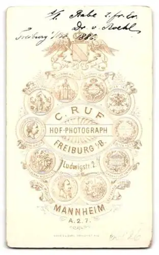 Fotografie C. Ruf, Freiburg i. Br., Ludwigstr. 2, Dr. v. Boehl im Jahr 1886