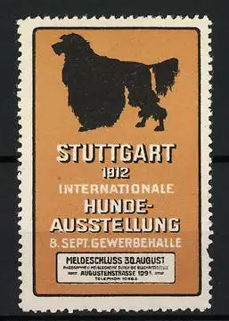 Reklamemarke Stuttgart, Internationale Hundeausstellung 1912, Hundesilhouette