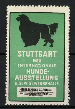 Reklamemarke Stuttgart, Internationale Hunde-Ausstellung 1912, Hundesilhouette