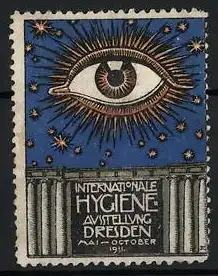 Reklamemarke Dresden, Internationale Hygiene Ausstellung 1911, Auge als Sternenhimmel