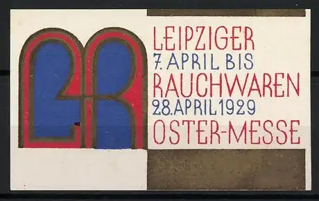 Reklamemarke Leipzig, Rauchwaren Oster-Messe, 1929, Buchstabenlogo