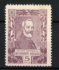 Reklamemarke Deutscher Reichskanzler Bethmann Holweg, Porträt