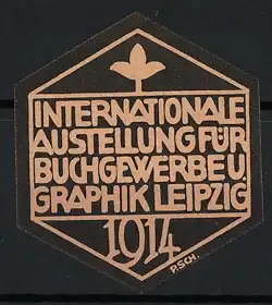 Reklamemarke Leipzig, Internationale Ausstellung für Buchgewerbe und Graphik 1914, stilisierte Blume