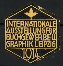 Reklamemarke Leipzig, Internationale Ausstellung für Buchgewerbe u. Graphik 1914, Blattmotiv